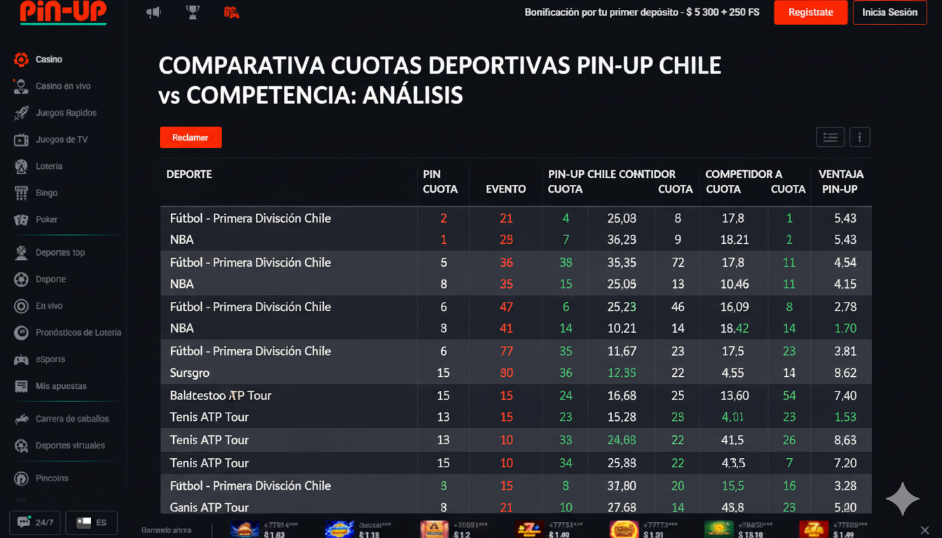 Sports odds comparison Pin-Up Chile vs competition analysis