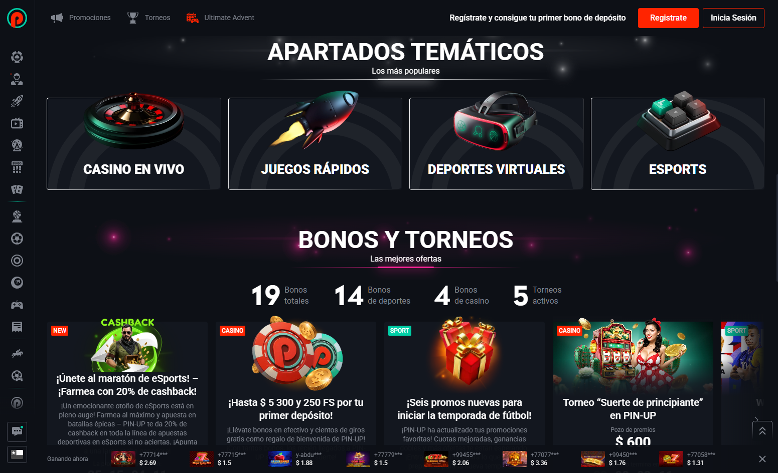 Bonos y promociones Pin-Up Casino Chile
