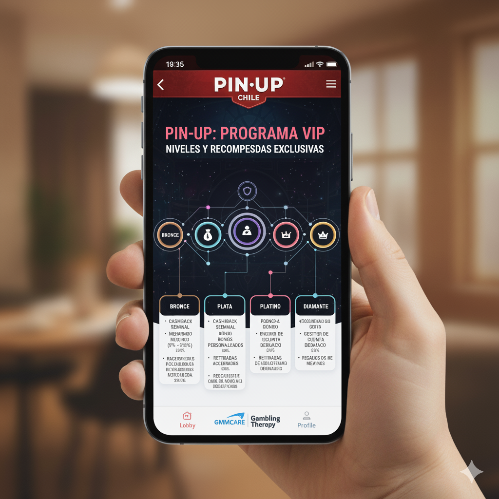 Diagrama del programa VIP de Pin-Up mostrando niveles y recompensas