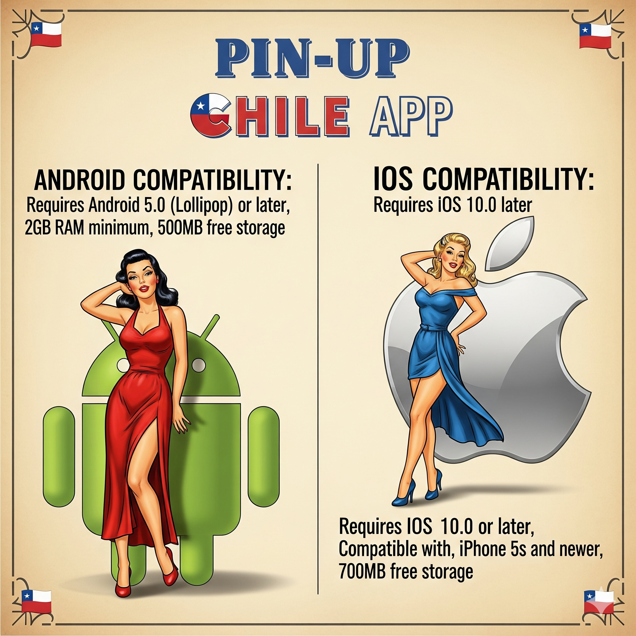 Requisitos sistema App Pin-Up Chile Android iOS compatibilidad