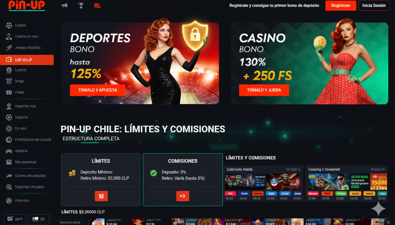 Estructura de límites y comisiones en Pin-Up Chile