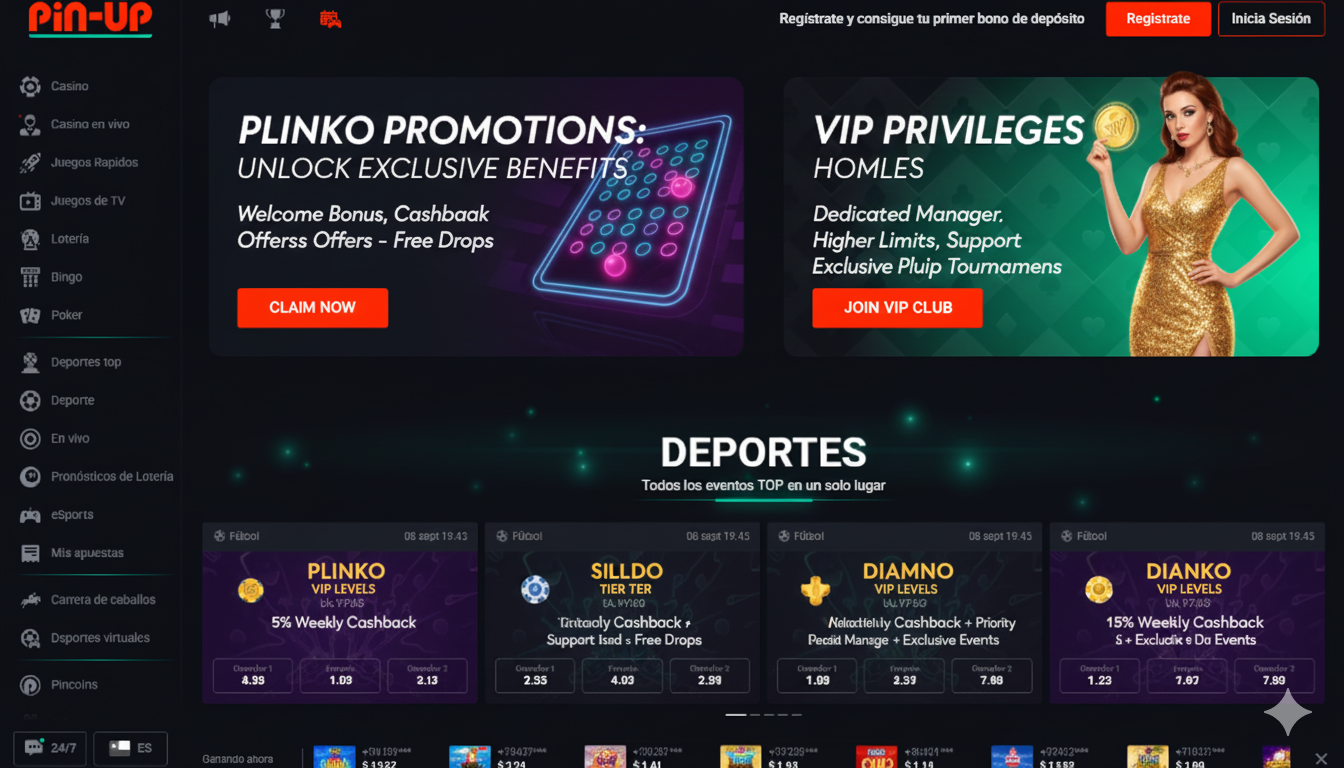 Estructura de promociones y beneficios VIP para Plinko en Pin-Up Chile