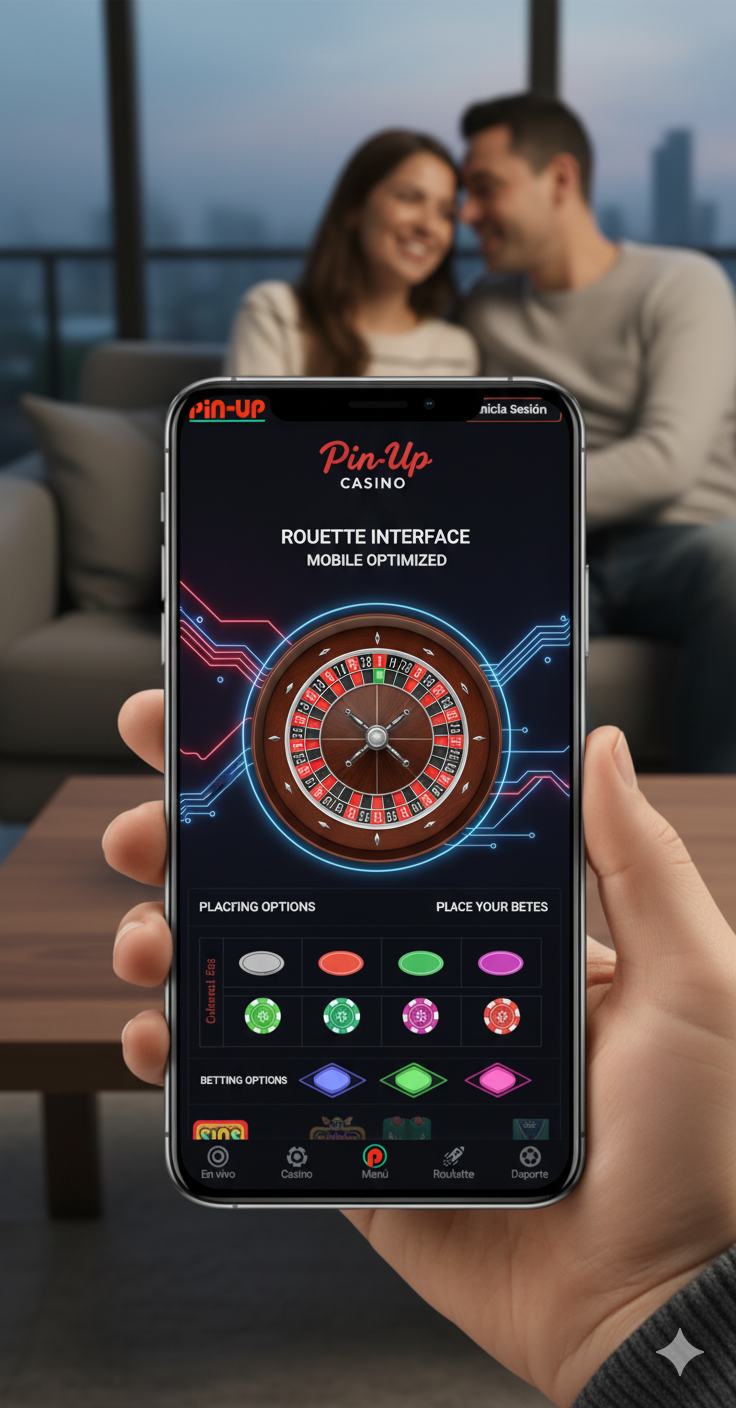 Interfaz móvil optimizada de Pin-Up Chile para ruleta