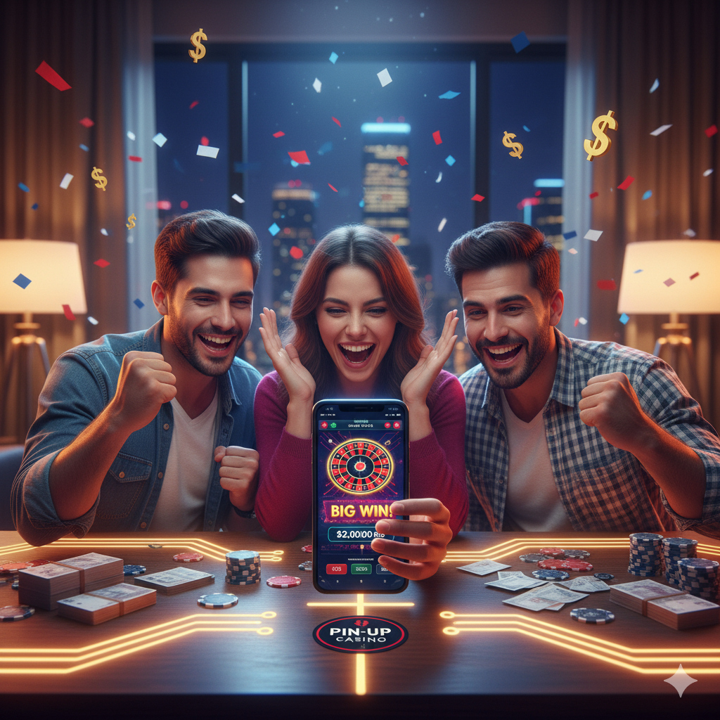 Jugadores exitosos celebrando ganancias en ruleta Pin-Up Chile