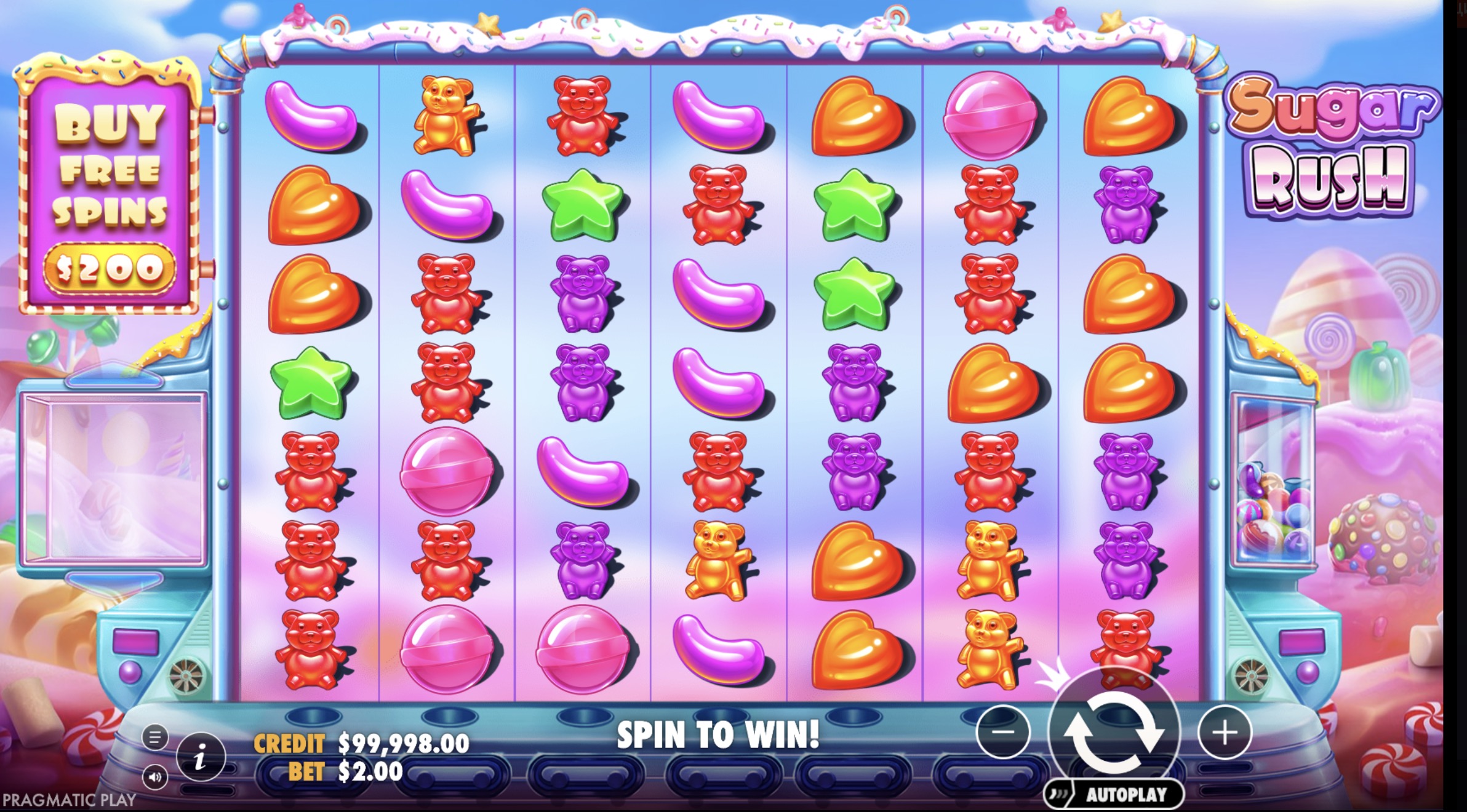 Screen of activated free spins in Sugar Rush