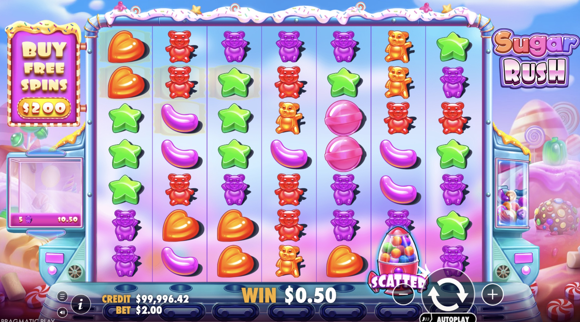 Pin-Up Dashboard showing active Sugar Rush tournaments