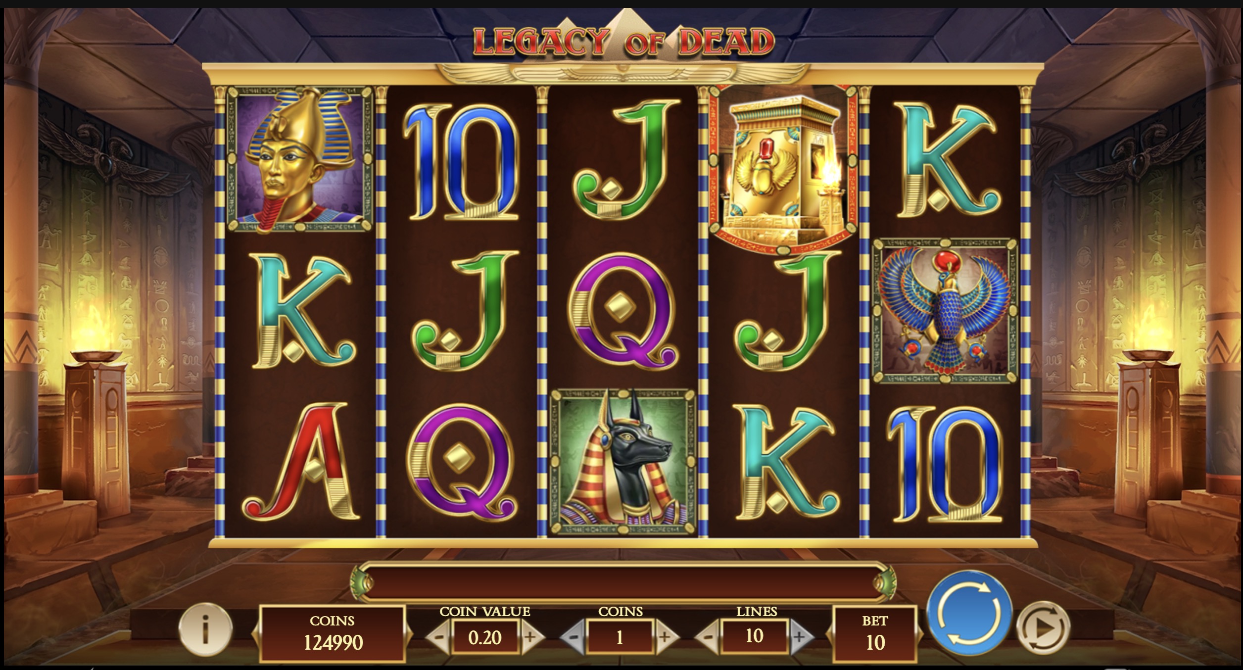Panel de configuración de apuestas en Legacy of Dead mostrando opciones desde $100 CLP
