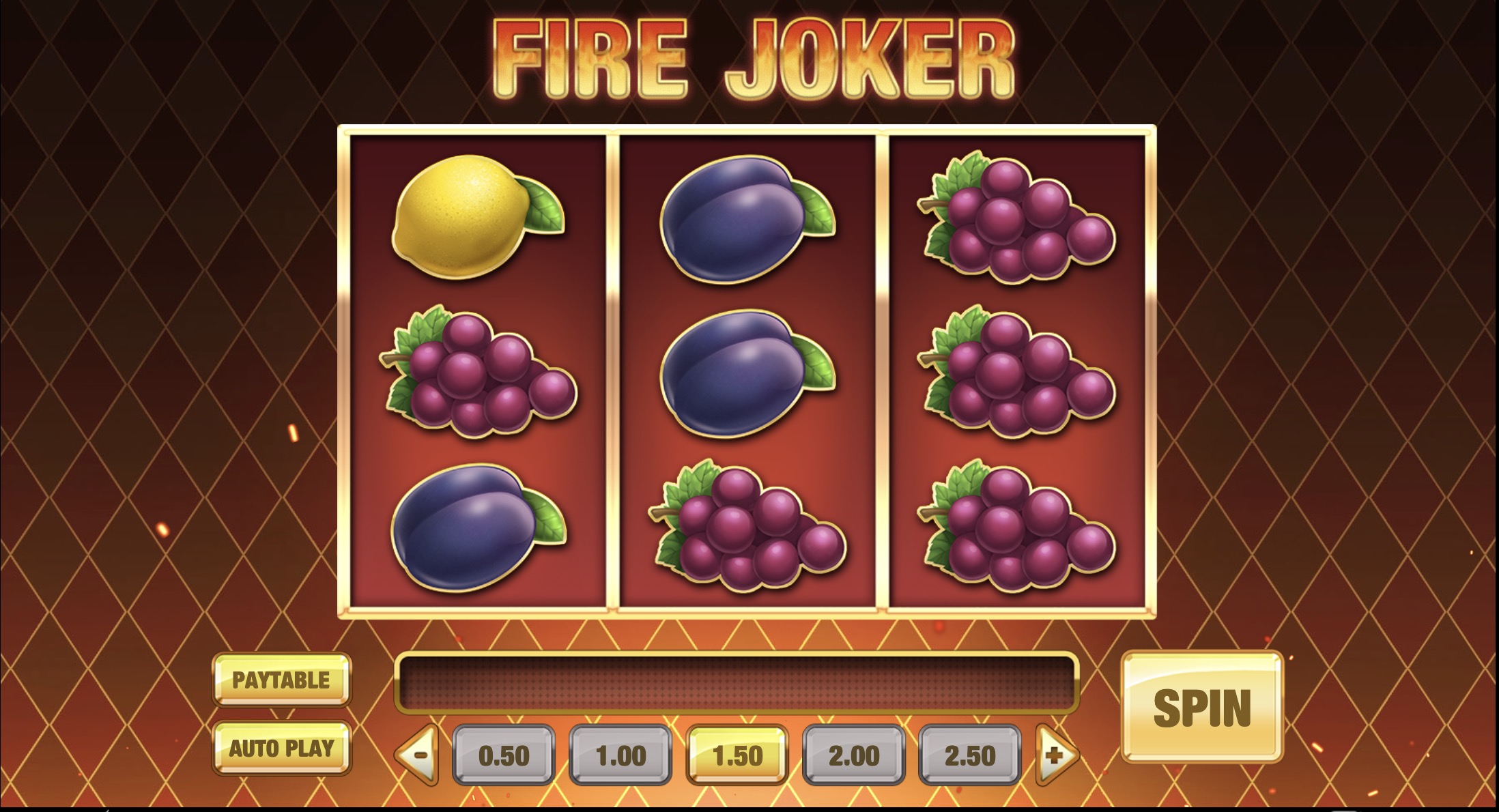 Tabla de pagos completa del slot Fire Joker mostrando valores de cada símbolo