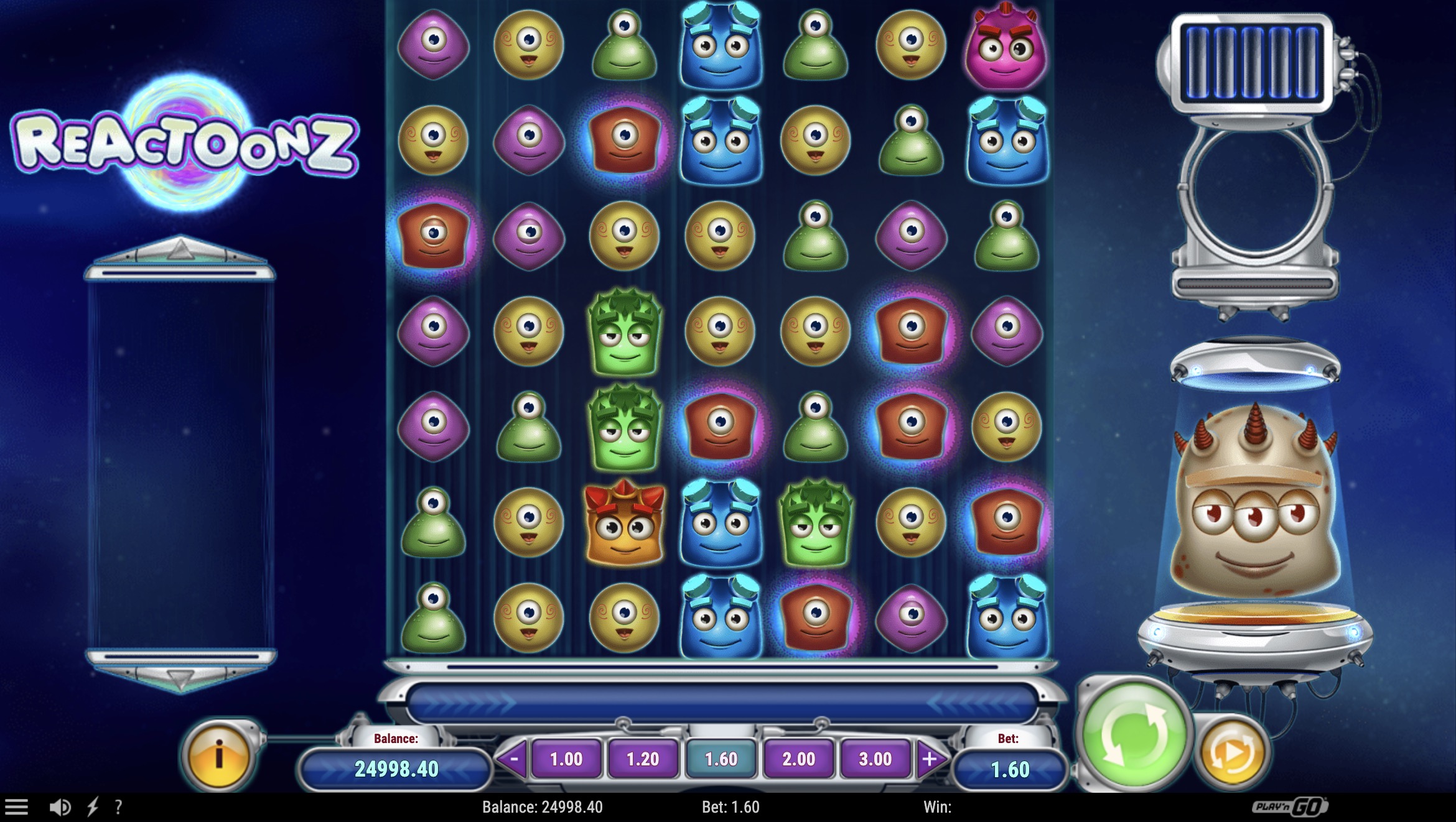Gargantoon Wild gigante 3x3 en acción en Reactoonz de Play'n GO