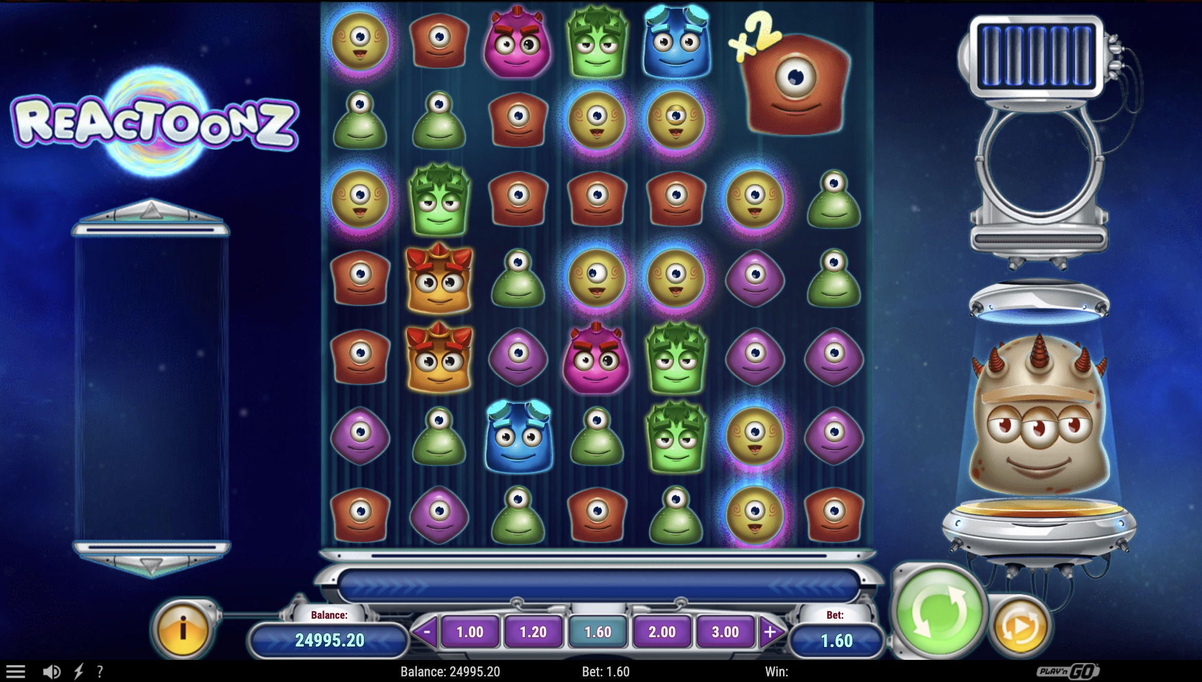 Multiplicadores en cascada acumulándose en Reactoonz de Play'n GO