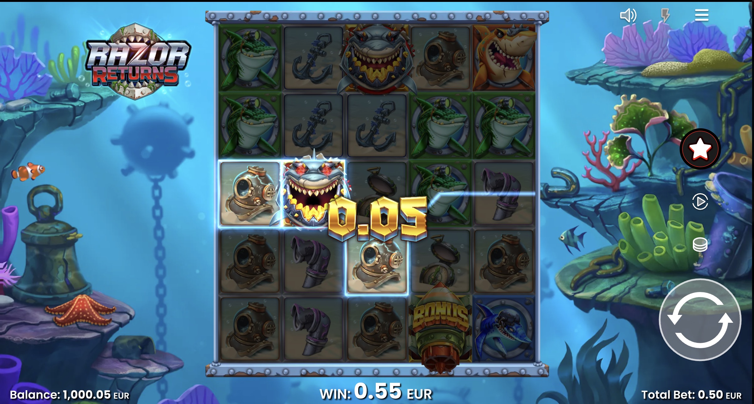 Detailed Razor Shark paytable showing values of all symbols