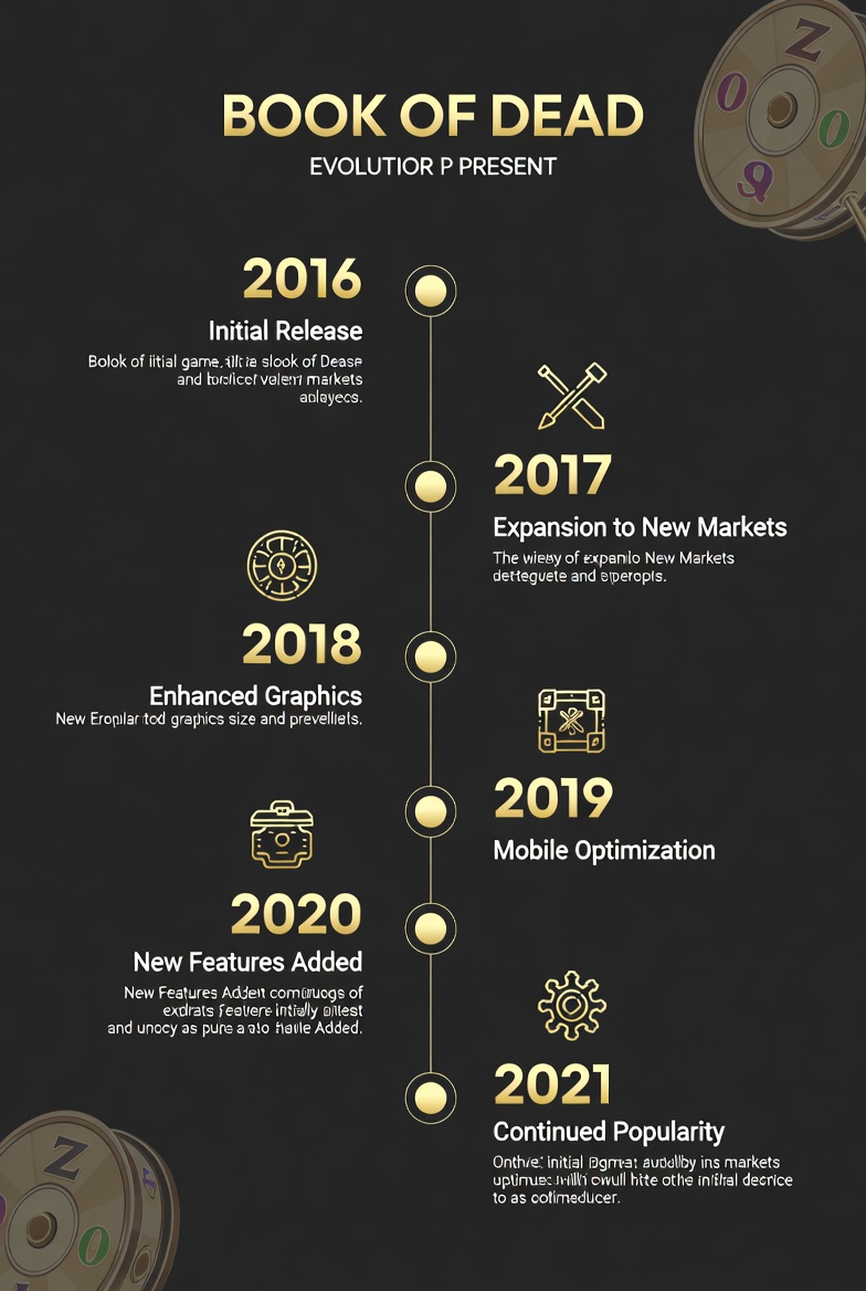 Línea temporal de la historia y evolución del slot Book of Dead desde 2016