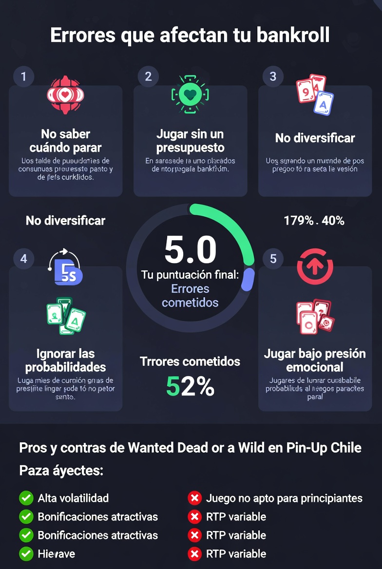 Infografía con puntuación final, pros y contras de Wanted Dead or a Wild en Pin-Up Chile