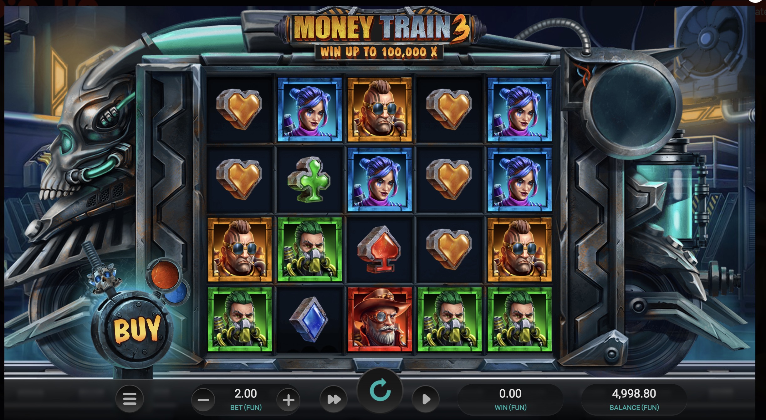 Captura de Money Train 3 jugándose en smartphone con interfaz táctil optimizada