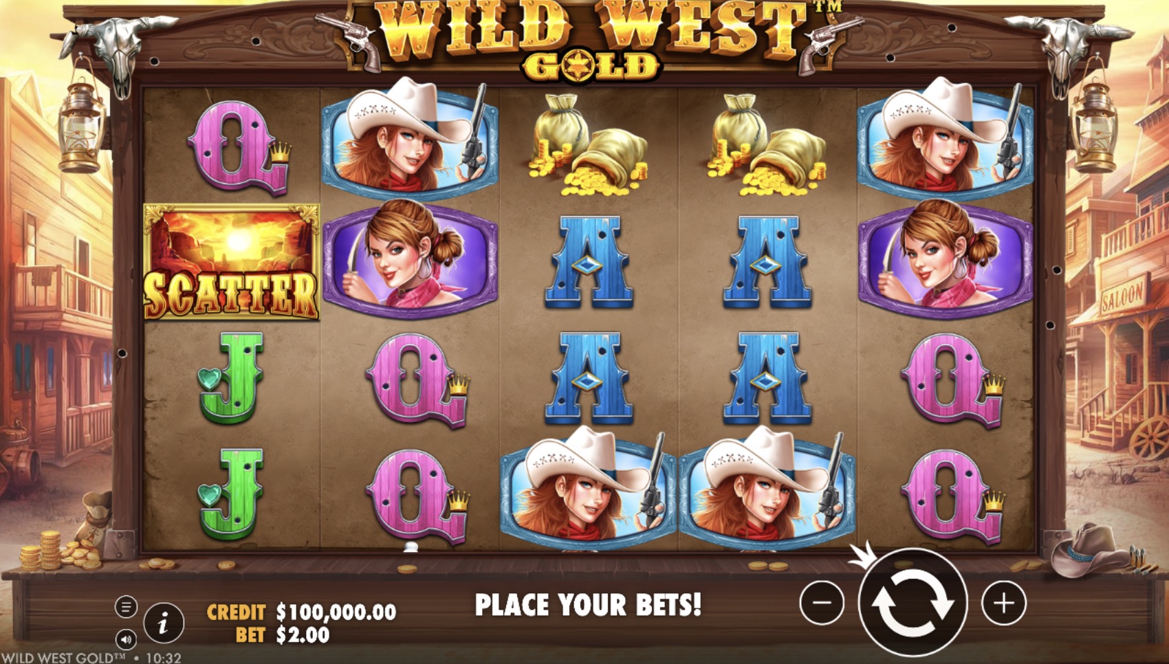 Wild West Gold paytable with symbols and multipliers at Pin-Up