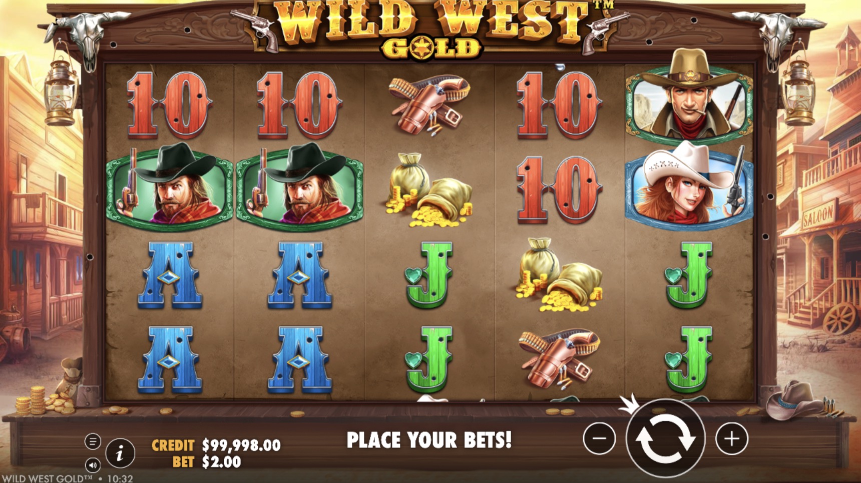 Example of accumulated multipliers in Wild West Gold free spins at Pin-Up