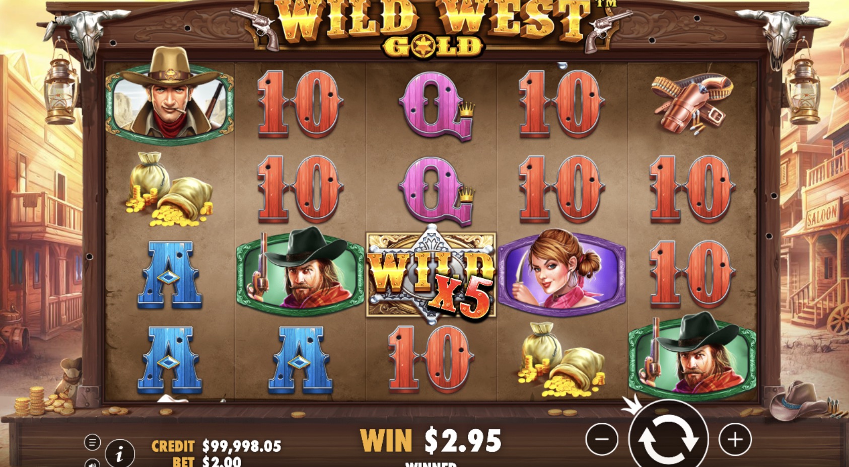 Premium and special symbols of Wild West Gold at Pin-Up