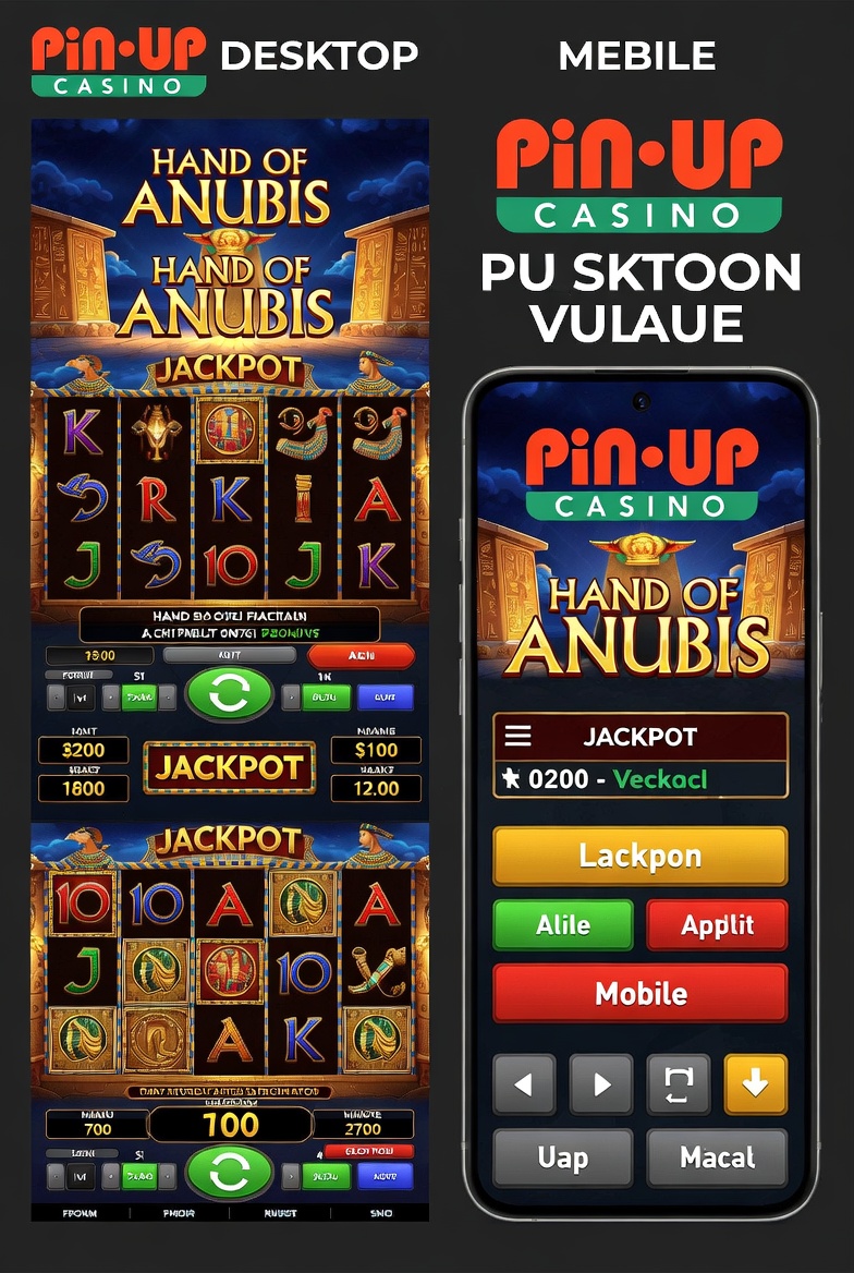 Comparativa de interfaz de Hand of Anubis en versión desktop vs móvil en Pin-Up