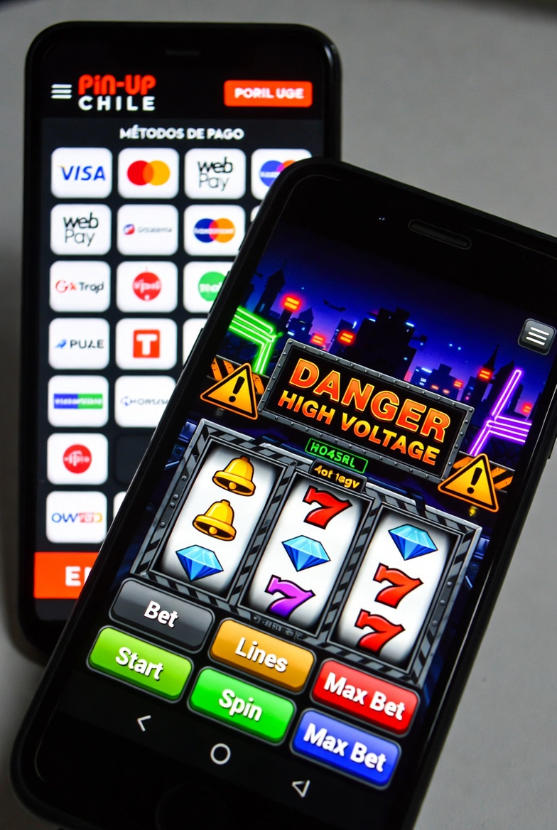 Screenshot of Danger High Voltage playing on a smartphone via the Pin-Up Chile app with touch controls