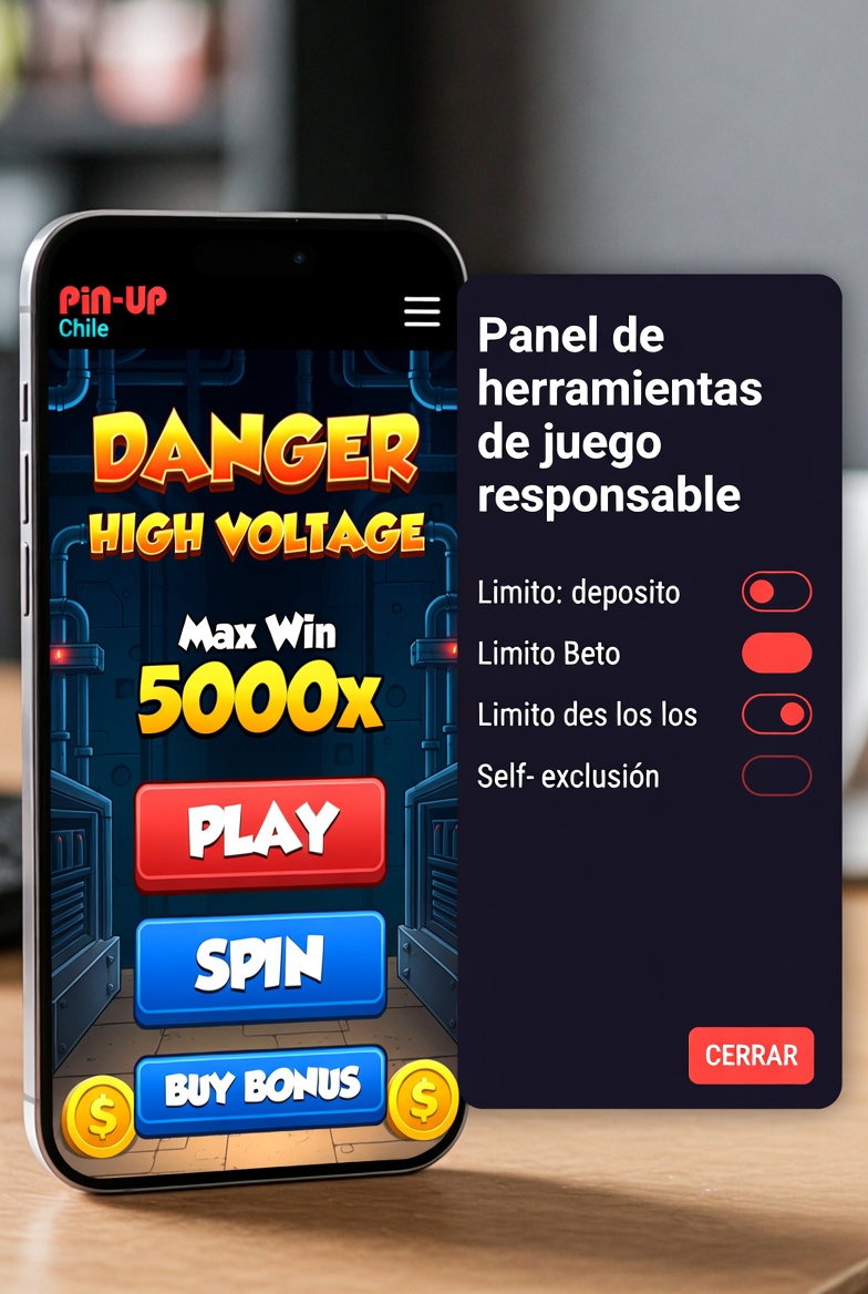 Panel of responsible gaming tools at Pin-Up Chile showing limits and self-exclusion
