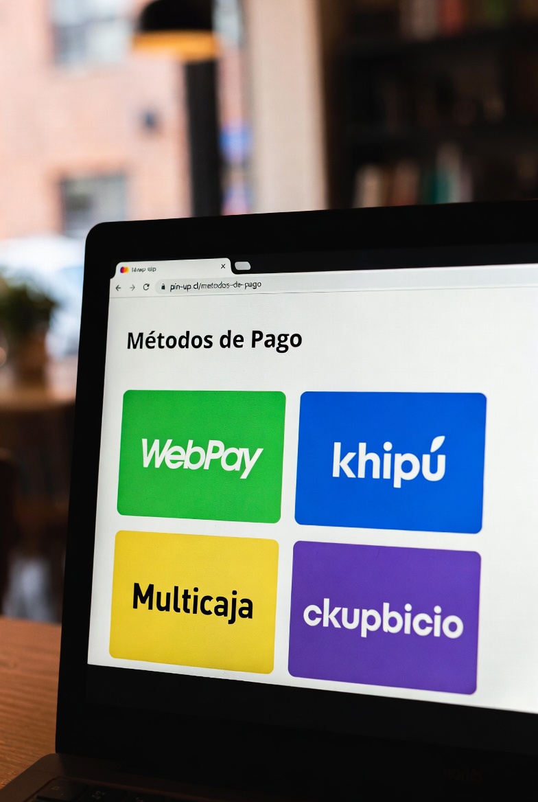 Pin-Up Chile payment methods interface showing WebPay, Khipu, Multicaja, and cryptocurrencies