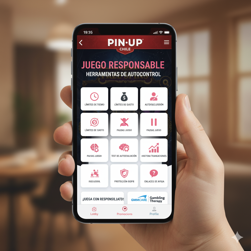 Panel completo de herramientas de juego responsable disponibles en Pin-Up Chile