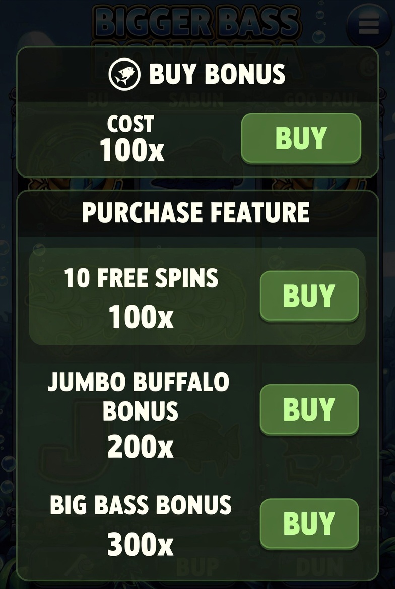 Bonus buy feature in Bigger Bass Bonanza