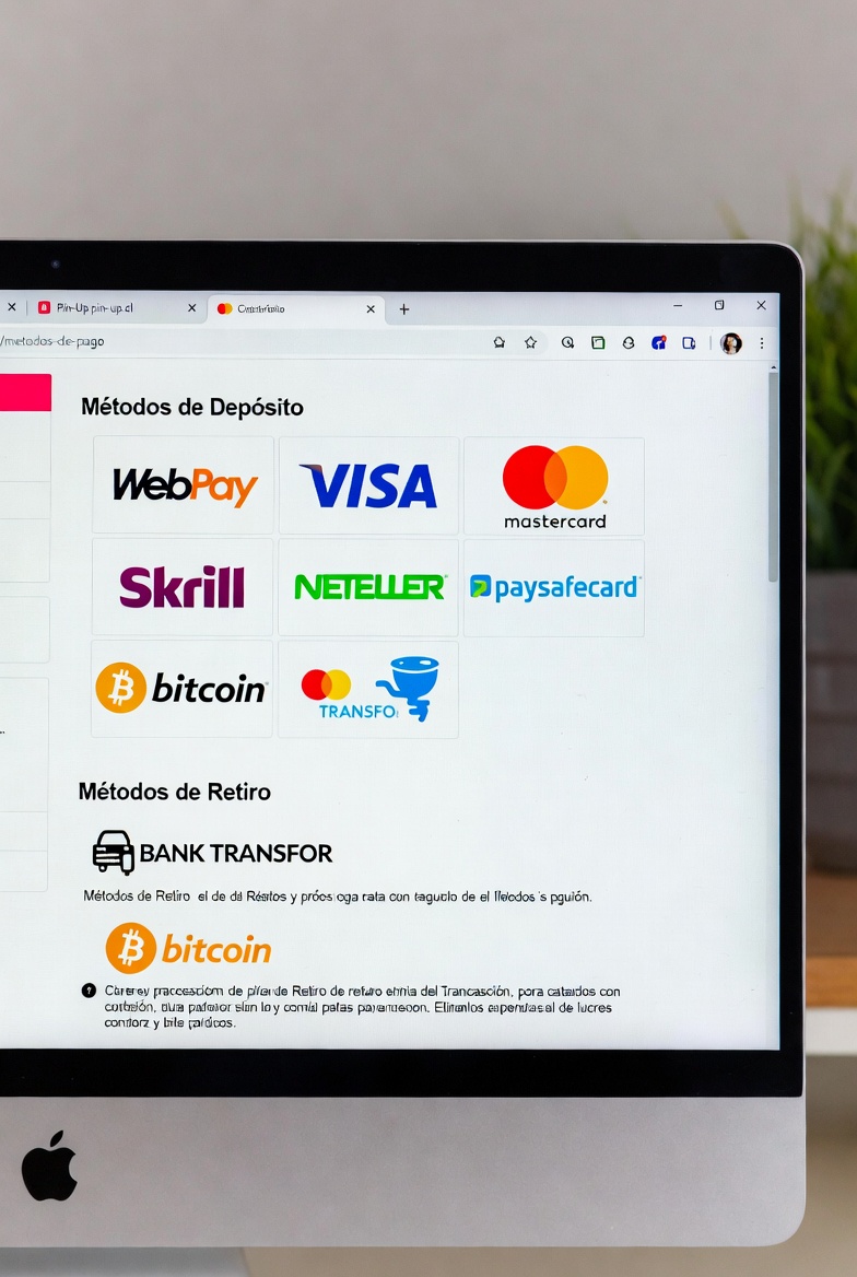 Interfaz de métodos de pago disponibles en Pin-Up Chile para depósitos y retiros