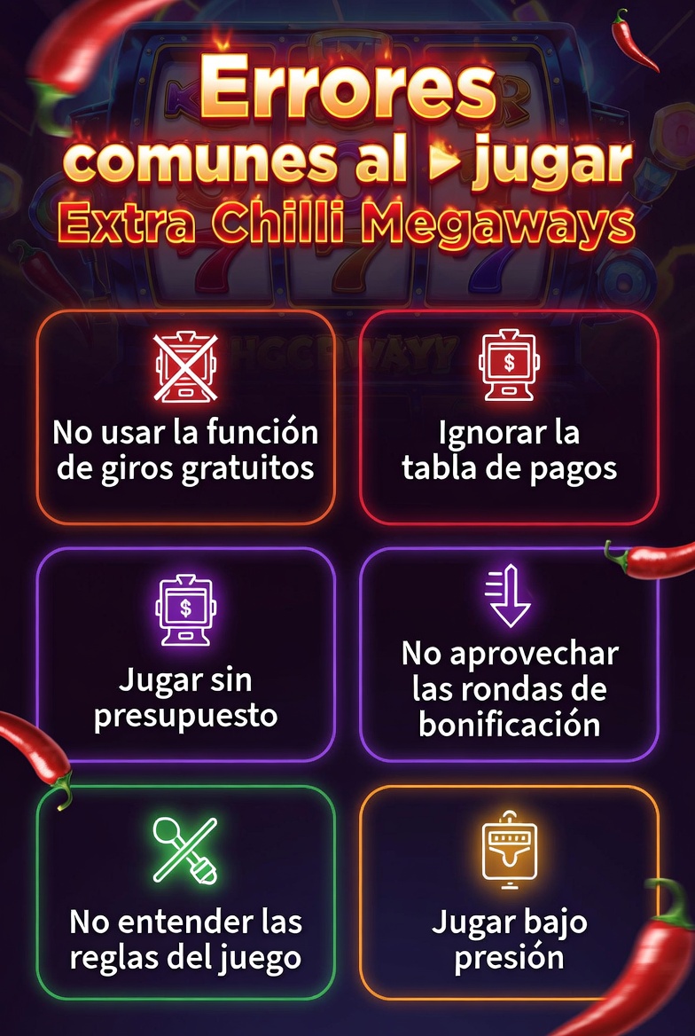 Infographic showing the most common mistakes when playing Extra Chilli Megaways
