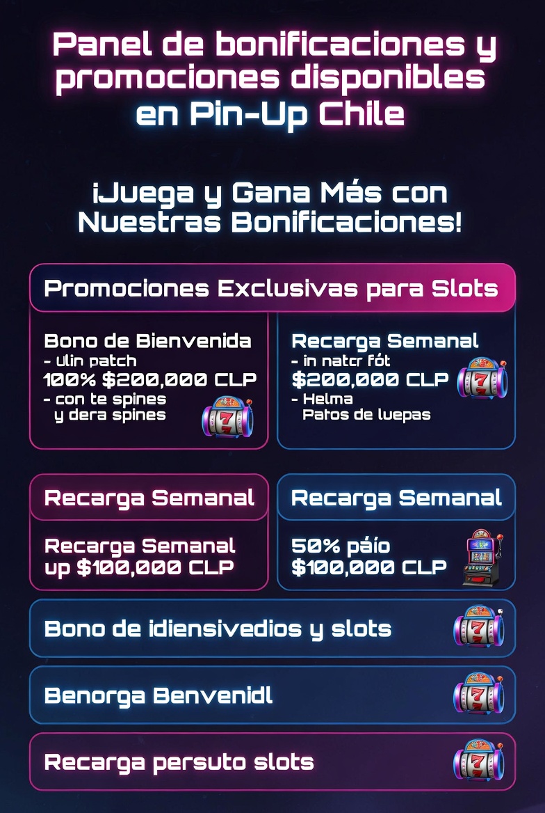 Panel of bonuses and promotions available at Pin-Up Chile for slots