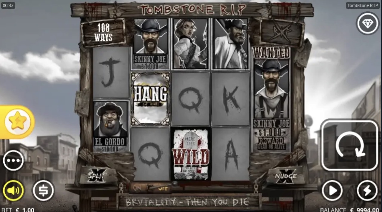 Interfaz principal del slot Tombstone RIP de BGaming