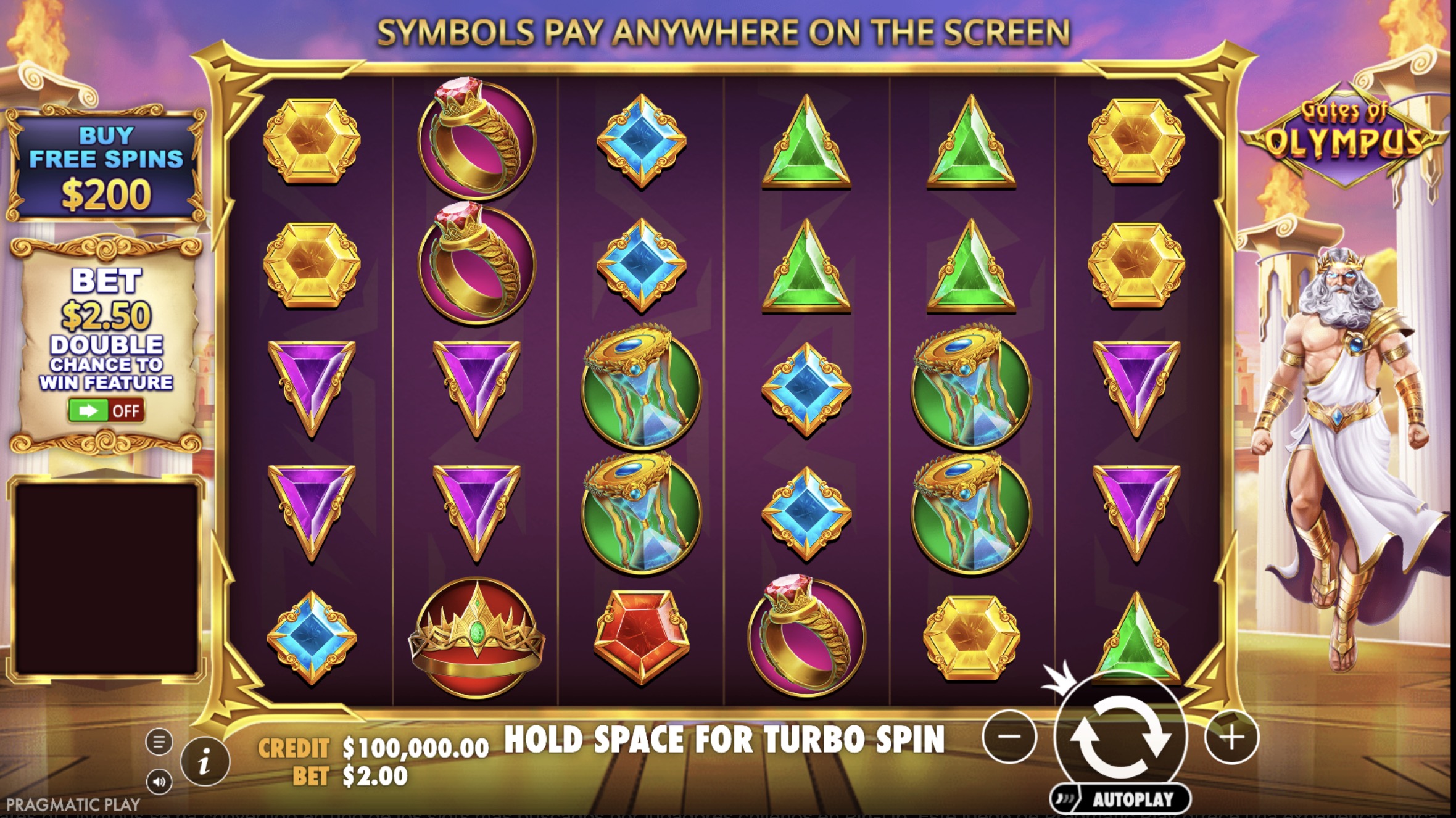 Símbolos multiplicadores de Zeus en Gates of Olympus con valores hasta x500