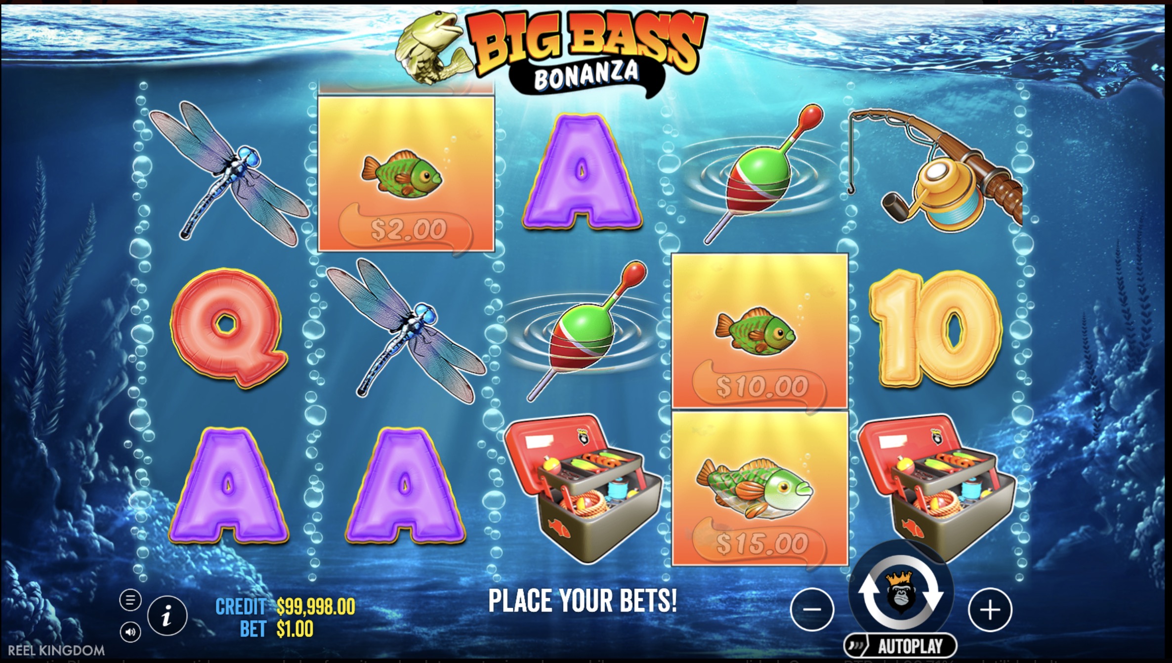 Gráfico de gestión de bankroll para Big Bass Bonanza con ejemplos de apuestas