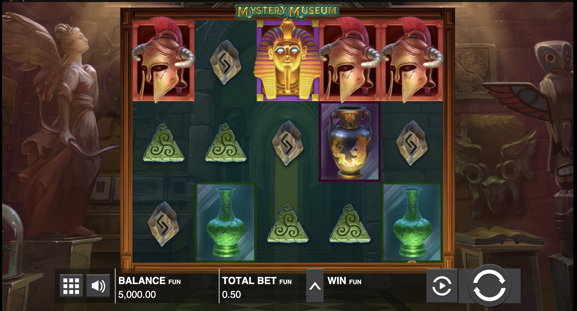 Ejemplo de la mecánica Mystery Stacks con multiplicadores activos en Mystery Museum