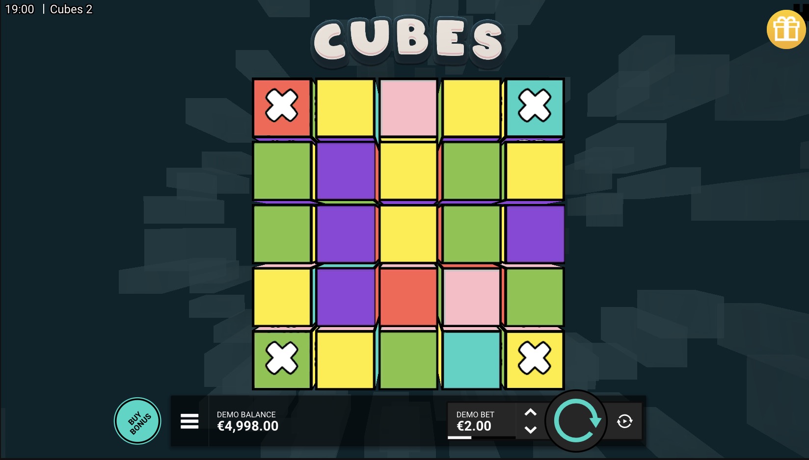 Cube 2 slot full paytable showing multipliers by cluster size