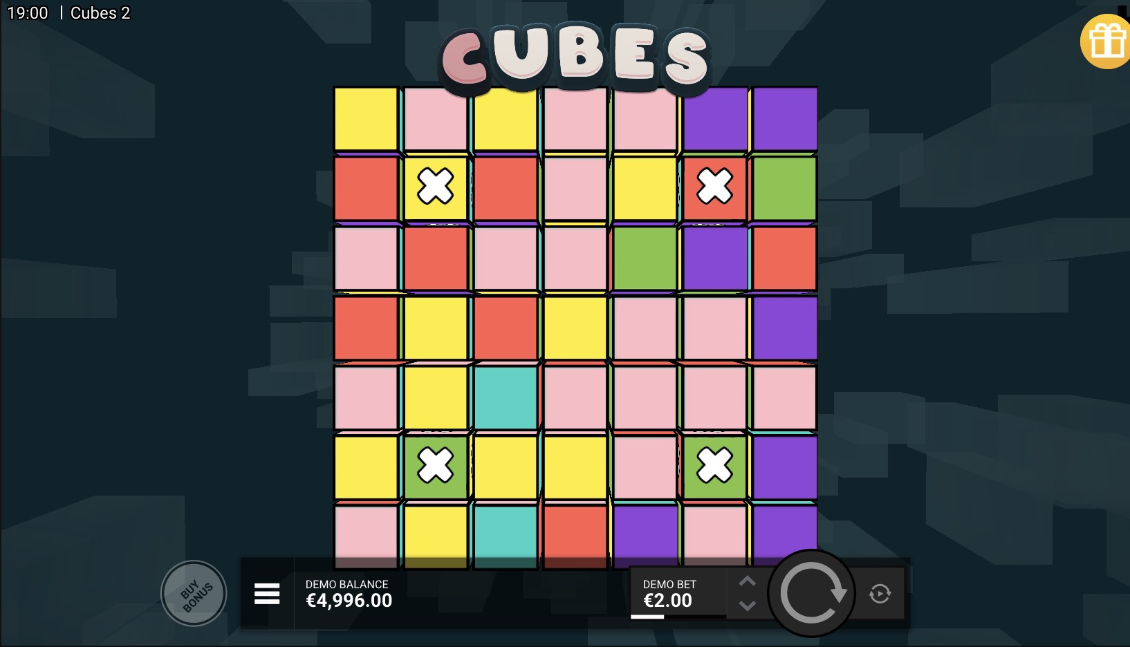 Chart showing RTP fluctuation during 10 different sessions in Cube 2