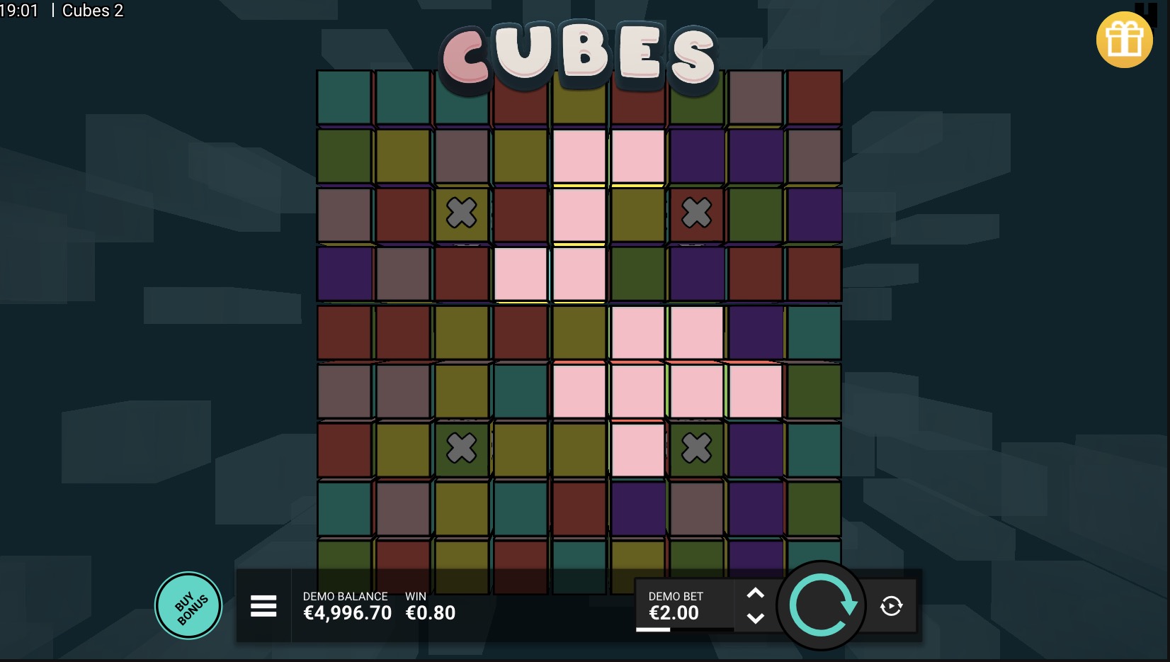Screenshot of bonus round with multiplier at 16x and multiple active clusters