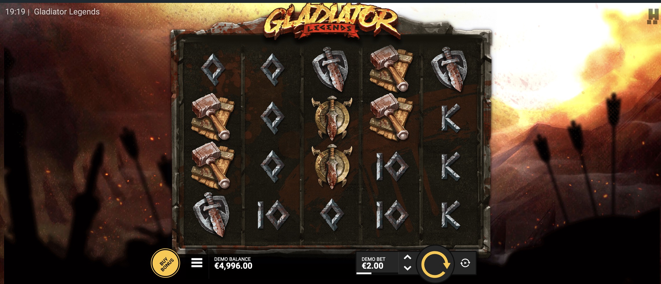 Wild symbols with active multipliers on the Gladiator Legends game screen