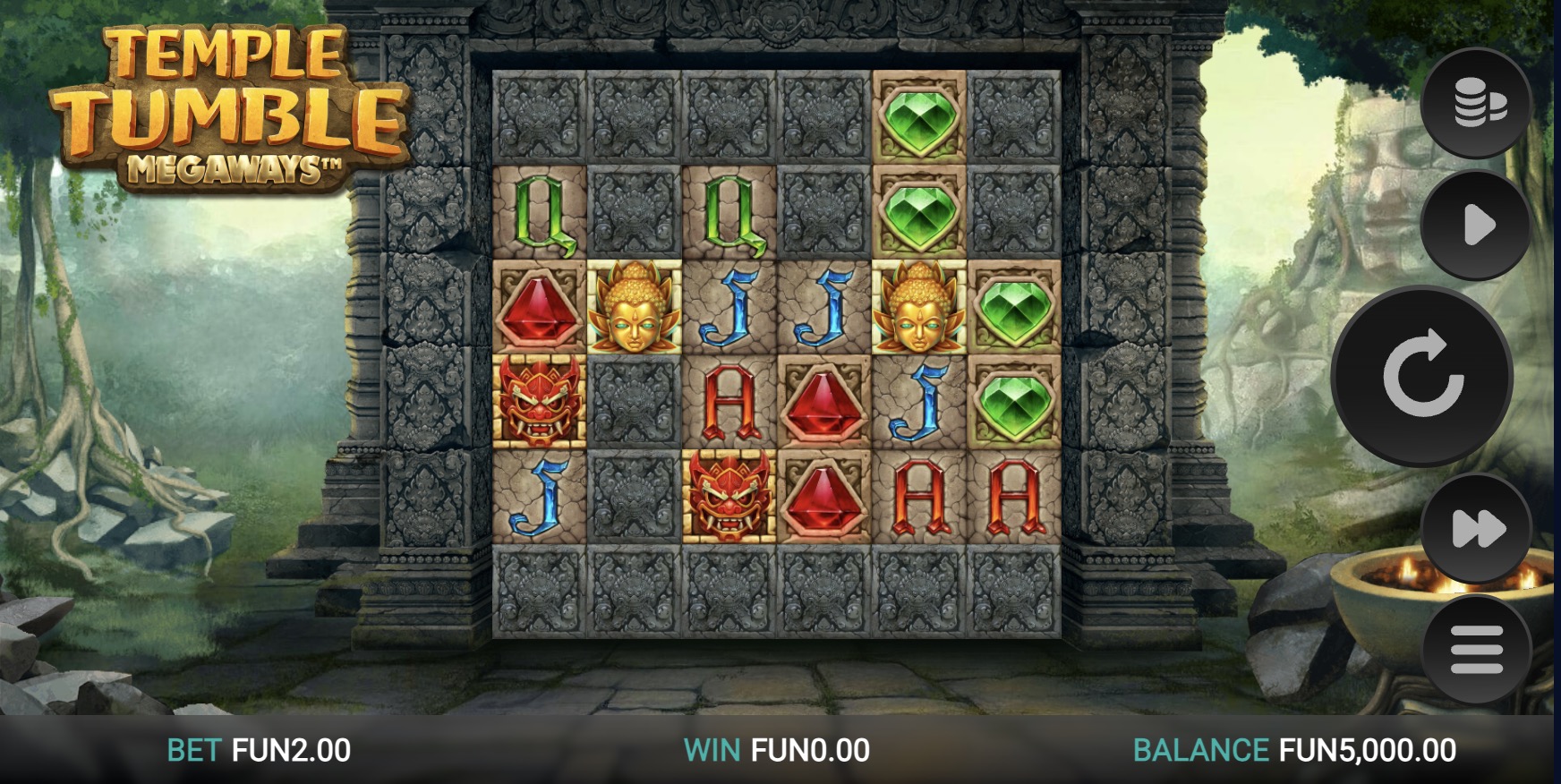 Free spins screen with accumulated multipliers in Temple Tumble Megaways Pin-Up