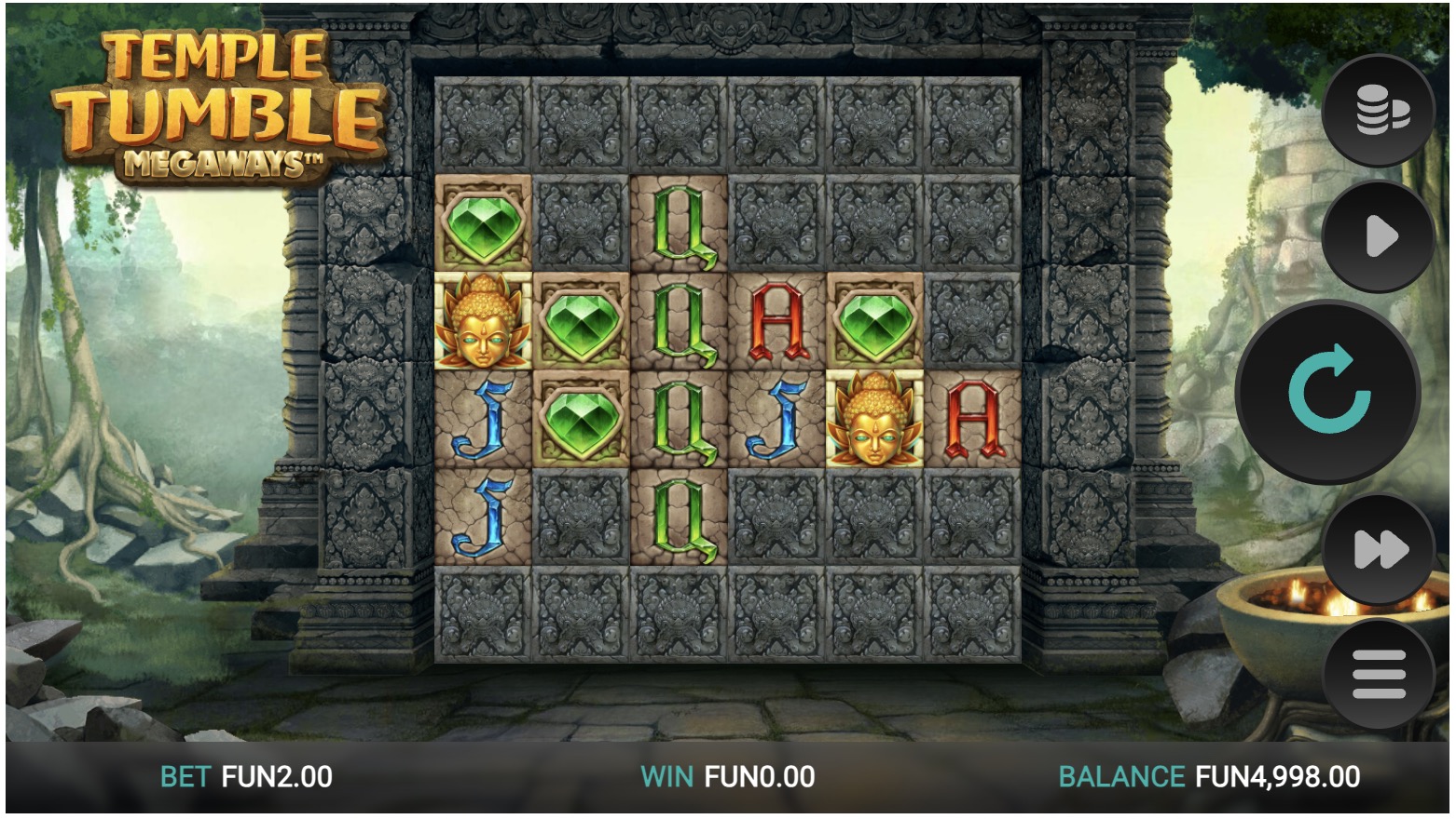 Demonstration of the avalanche system and progressive multipliers in Temple Tumble Megaways