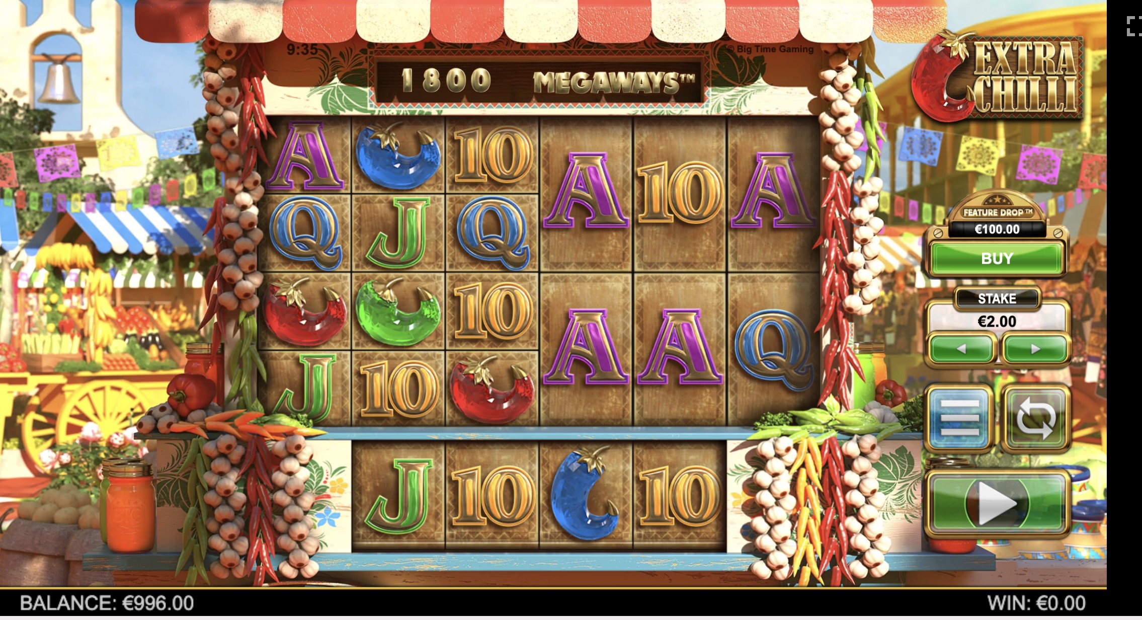Symbol paytable in Extra Chilli Megaways showing values for each icon
