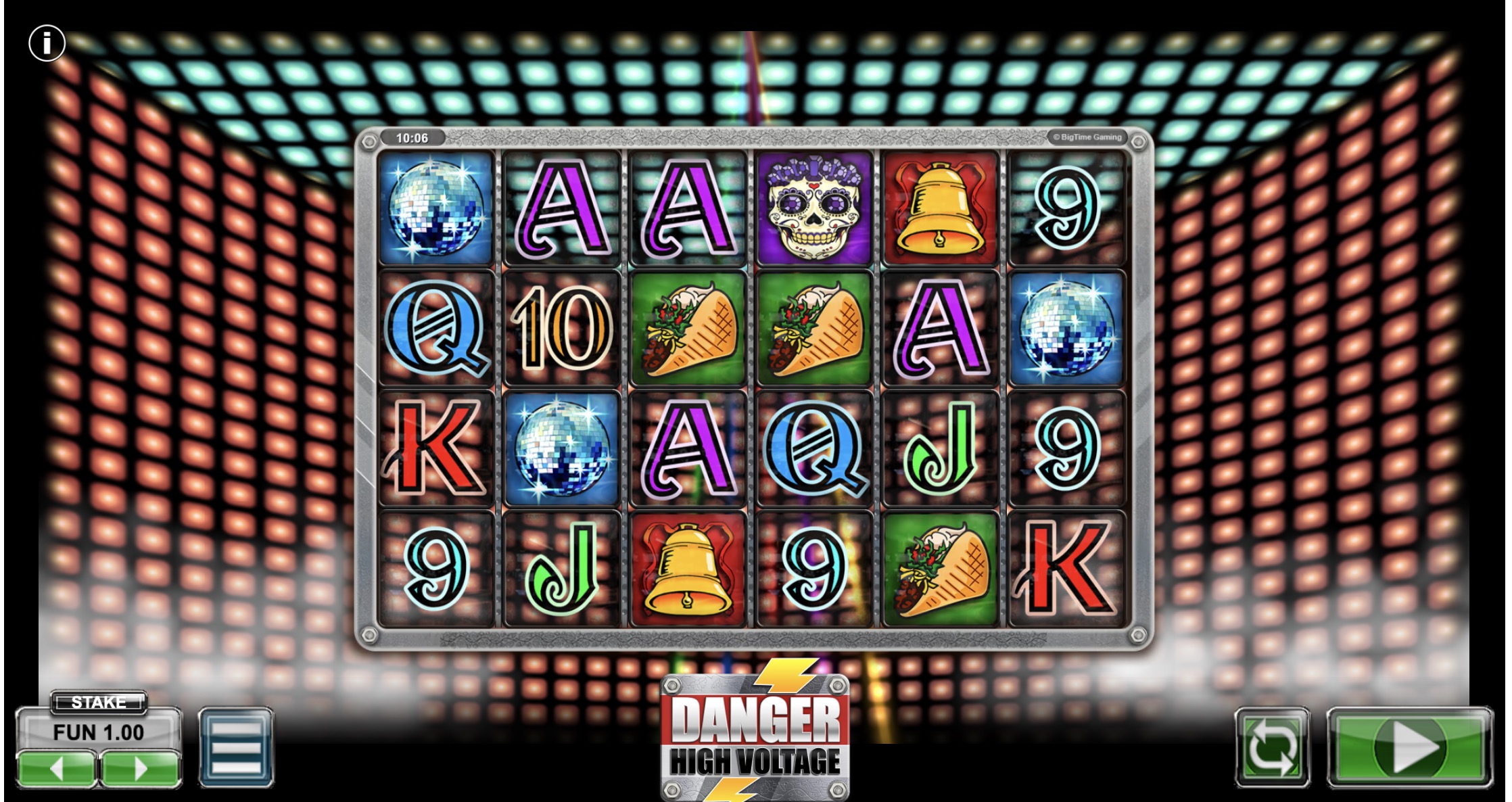 Complete Danger High Voltage paytable showing values for each symbol at Pin-Up