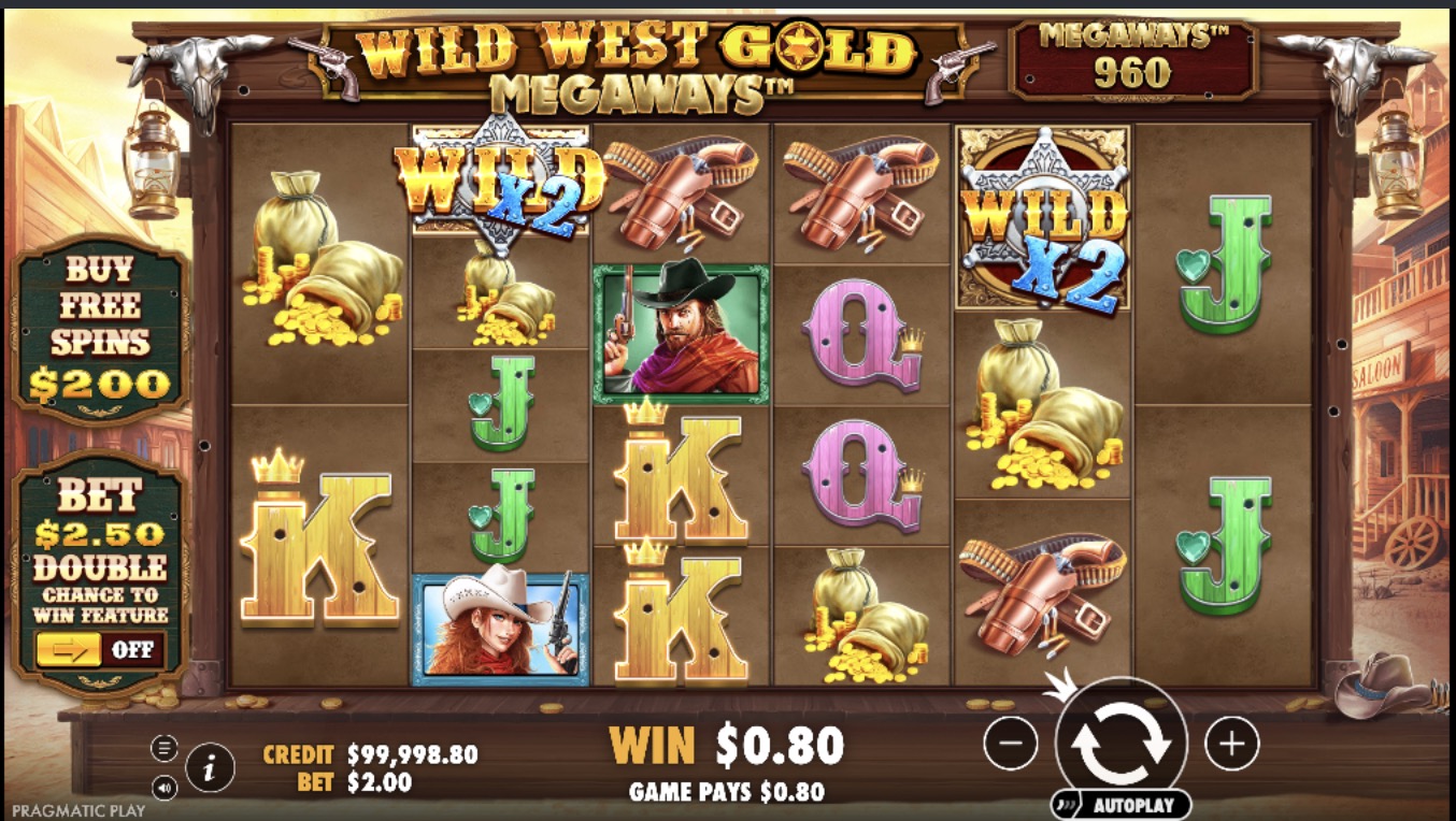 Tabla de pagos completa mostrando valores de símbolos premium y scatter en Wild West Gold Megaways